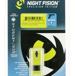 Night Fision GLK001015WGZ Student Of The Gun Accur8 For Glock  Black | Green Tritium White Ring Front Sight Green Tritium Black Ring Rear Sight Set