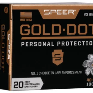 Speer 23962GD Gold Dot Personal Protection 40 S&W 180 gr 1025 fps Hollow Point (HP) 20 Bx/10 Cs