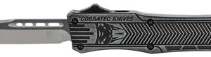 CobraTec Knives SSWCTK1SDNS CTK-1  Small 2.75" OTF Drop Point Plain D2 Steel Blade/Black Stonewashed Aluminum Handle Features Glass Breaker Includes Pocket Clip