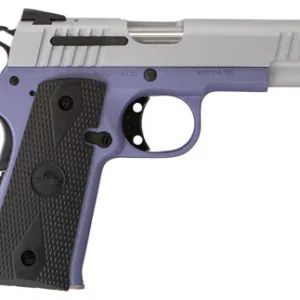 Citadel CIT380OLALA M1911 Baby Compact 380 ACP 7+1 3.75" Stainless Steel Barrel/Silver Serrated Slide/Crushed Orchard Cerakote Aluminum Frame w/Beavertail/Black Polymer Grips Ambidextrous