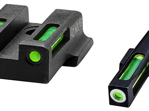 HiViz 9EZN321 LiteWave H3 Tritium/LitePipe S&W 9EZ Shield Sight Set  Black | Green Tritium with White Outline Front Sight Green Fiber Optic Rear Sight