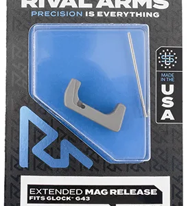 Rival Arms RA72G003D Magazine Release  Extended Silver Aluminum for Glock 43