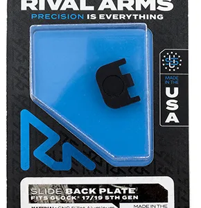 Rival Arms RA43G004A Slide Back Cover Plate  Double Stack Black Anodized Aluminum for Glock 17, 19 Gen5
