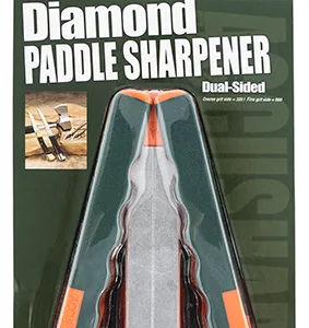 AccuSharp 077C Paddle Sharpener Folding Fine, Coarse Diamond Sharpener Gray/Orange Overmolded Rubber Handle