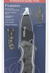 Smith & Wesson Knives SWBLOP3CP Black Ops  3.40" Folding Tanto Plain 4034 SS Blade Aluminum Handle Includes Pocket Clip