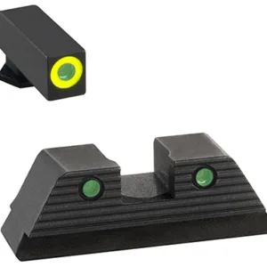 AmeriGlo GL820 Trooper Sight Set for Glock  Black | Green Tritium with Lumigreen Outline Front Sight Green Tritium with Black Outline Rear Sight