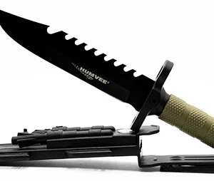 Humvee Adventure Gear HMVKFXB01 Humvee Survival Knife 7.50" Fixed Sawback Plain Black Stainless Steel Blade/OD Green Textured Rubber Handle Includes Sheath