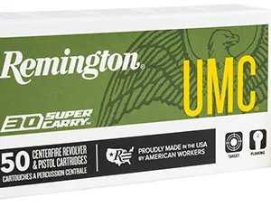 Remington Ammunition R20015 UMC  30 Super Carry 100 gr Full Metal Jacket (FMJ) 50 Per Box/ 20 Cs