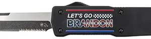 Templar Knife LZLGB521 Premium Weighted Large 3.55" OTF Tanto Part Serrated Black Oxide Stonewashed Powdered D2 Steel Blade/5.25" Black "Lets Go Brandon" Aluminum Zinc Alloy Handle