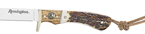 Remington Accessories 15655 Guide Jr. Fixed Skinner Stainless Steel Blade Brown/White/Silver w/Remington Shield Stag Bone/Nickle Handle Includes Sheath