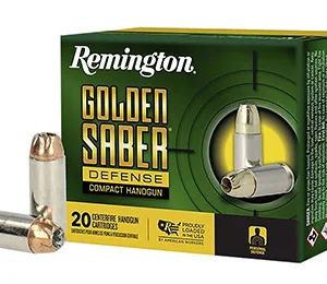 Remington Ammunition R21370 Golden Saber Defense 10mm Auto 180 gr Brass Jacket Hollow Point (BJHP) 20 Per Box/ 25 Cs
