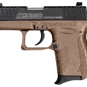 Diamondback DB0100E062 G4  380 ACP 6+1 2" Stainless Steel Barrel, Black Serrated w/Laser Logo Slide, Flat Dark Earth Polymer Frame w/Beavertail, FDE Polymer Grips