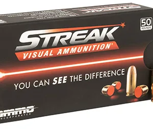 Ammo Inc 9124TMCSTRKRED50 Streak Visual (RED)  9mm Luger 124 gr Total Metal Case 50 Per Box 20 Cs
