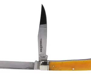 Cold Steel CSFLTRPRY Trapper  3" Folding Clip/Spey Plain 8Cr13MoV SS Blade/Yellow w/Polished Bolsters Bone Handle