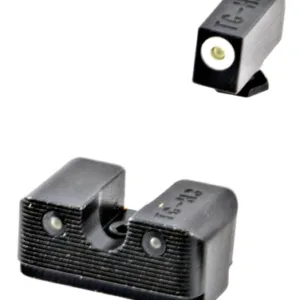 TruGlo TG231G1AW Tritium Pro Night Sight Set White Outline Tritium Front/Green Tritium Rear/Black Nitride Fortress Frame,Compatible w/Glock 42/43/43X/48 Except MOS, Front Post/Rear Dovetail Mount