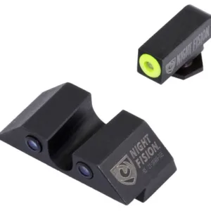 Night Fision GLK001007YGZ Tritium Night Sights For Glock  Black | Green Tritium Yellow Ring Front Sight Green Tritium Black Ring Rear Sight