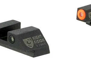 Night Fision GLK003003OGW Perfect Dot Night Sight Set Square, Orange Tritium Front/White Ring Tritium Rear/Black Frame  Compatible w/Glock 42/43/43X Front Post/Rear Dovetail Mount