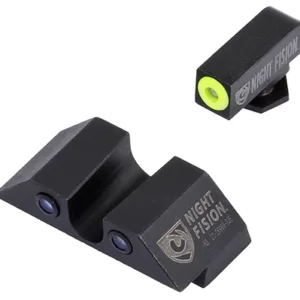 Night Fision GLK003007YGZ Tritium Sight Set  U-Notch Rear, Yellow Ring Tritium Front/Black Ring Rear/Black Frame Compatible w/Glock 42/43/43X Front Post/Rear Dovetail Mount