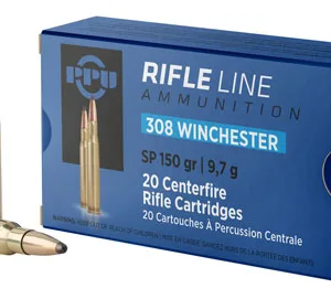 PPU PP3081 Standard Rifle  308 Win 150 gr Soft Point 20 Per Box 10 Cs
