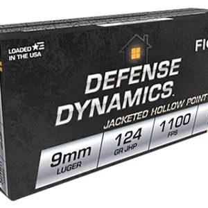 Fiocchi 9APBHP Defense Dynamics  9mm Luger 124 gr Jacketed Hollow Point 50 Per Box 20 Cs