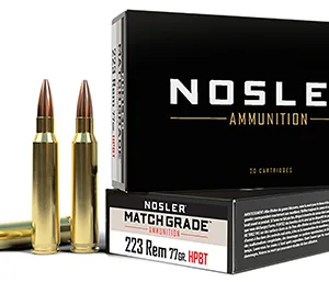 Nosler 60011 Match Grade  223 Rem 77 gr Custom Competition Hollow Point Boat-Tail (CCHPBT) 20 Per Box/ 20 Cs