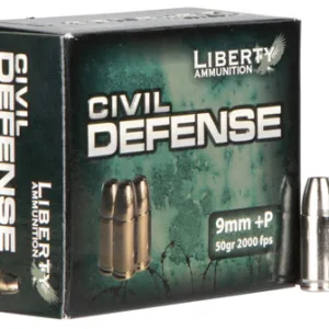 Liberty Ammunition LACD09014 Civil Defense  9mm Luger +P 50 gr Lead Free Fragmenting Hollow Point 20 Per Box 50 Cs