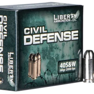 Liberty Ammunition LACD40012 Civil Defense  40 S&W 60 gr Lead Free Fragmenting Hollow Point 20 Per Box 50 Cs
