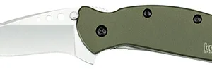 Kershaw 1620OL Scallion  2.40" Folding Drop Point Plain Bead Blasted 420HC SS Blade Olive Drab Anodized Aluminum Handle Includes Pocket Clip