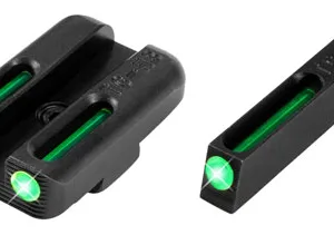 TruGlo TG131GT1A TFO Night Sight Set Green Fiber Optic/Tritium Front & Rear/Black Nitride Fortress Frame, Compatible w/Glock 42/43/43X/48  Except MOS, Front Post/Rear Dovetail Mount