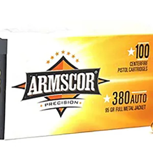 Armscor 50315 Precision Value Pack 380 ACP 95 gr Full Metal Jacket 100 Per Box/ 12 Cs