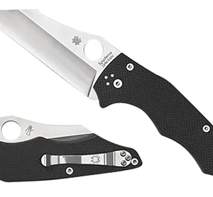 Spyderco C253GP YoJumbo  3.98" Folding Wharncliffe Plain Stonewashed CPM S30V SS Blade/ Black Textured G10 Handle Includes Pocket Clip