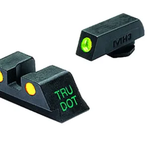 Meprolight USA 102243201 Tru-Dot Green Fixed Green Tritium Front/ Yellow Tritium Rear/Black Frame Compatible w/Glock 9mm Luger/40 S&W/357 Sig/.45 GAP Front Post/Rear Dovetail Mount