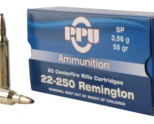 PPU PP22250 Standard Rifle  22-250 Rem 55 gr Soft Point 20 Per Box/ 10 Cs