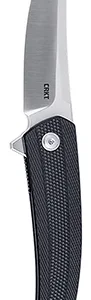 CRKT 7060 Persian  EDC 3.44" Folding Trailing Point Plain Satin D2 Steel Blade, Black Textured GRN Handle