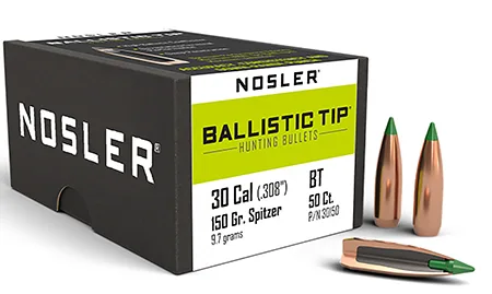 Nosler 30150 Ballistic Tip 30 Caliber .308 150 GR Spitzer/ 50 Per Box