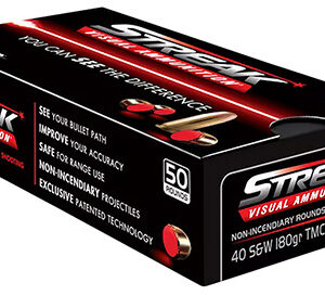 Ammo Inc 40180TMCSTRKRED50 Streak Visual (RED)  40S&W 180gr Total Metal Case 50 Per Box/20 Case