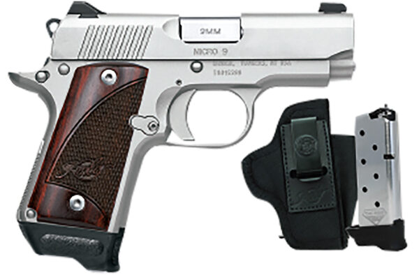 Kimber Mfg.,inc 3300250 Micro 9 RTC 9mm 7+1 3.15" Ramped Barrel Black KimPro II Flared/Lowered Ejection Port Stainless Steel Slide SS/Rosewood Grip