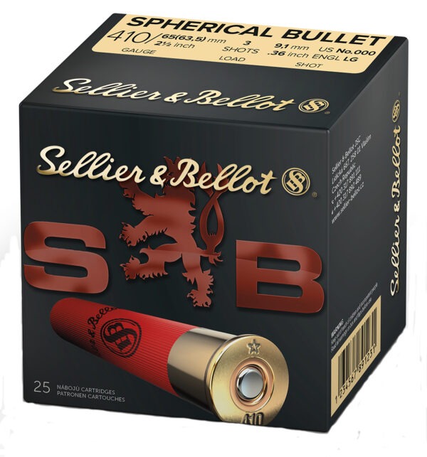 Sellier & Bellot SB410A Hunting  410Gauge 2.50" 3Pellets 1/2oz Spherical 000Buck Shot 25 Box/20 Case