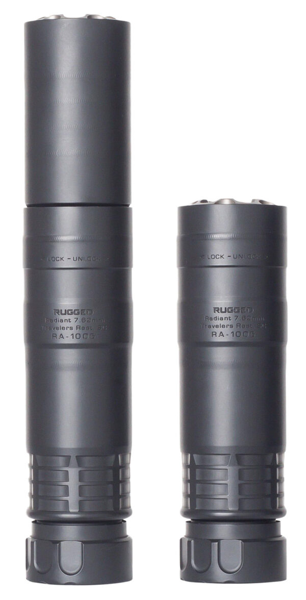 Rugged Suppressors RAD01762 Radiant762  7.62mm 1.50" Diameter, 17-4 Stainless Steel, Black Cerakote Finish, 5/8"-24 tpi