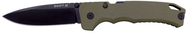 Cold Steel CSFL40AT Swift III EDC 4" Folding Plain Black PVD CPM M4 Steel Blade, OD Green Textured G10 Handle, Presentation Box