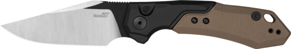 Kershaw 7851 Launch 19 Automatic 3.30" Folding Clip Point Plain Black Satin Cerakote CPM 154 SS Blade, Black Aluminum/Brown G10 Handle
