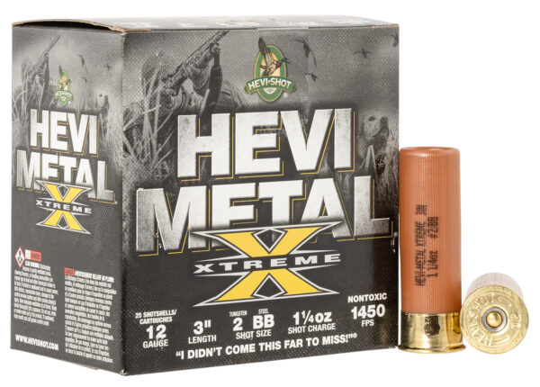 HEVI-Shot HS38188 HEVI-Metal Extreme 12Gauge 3" 1 1/4oz Steel/Tungsten 2/BBShot 25 Per Box/10 Case