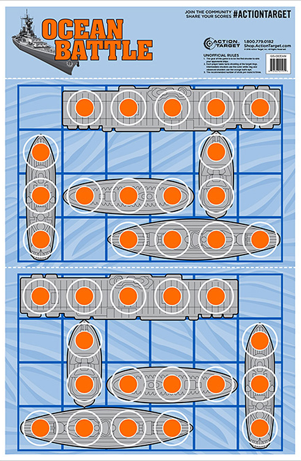 Action Target GSOCEAN100 Entertainment Ships Paper Hanging 23" x 35" Blue/Red 100 Per Box
