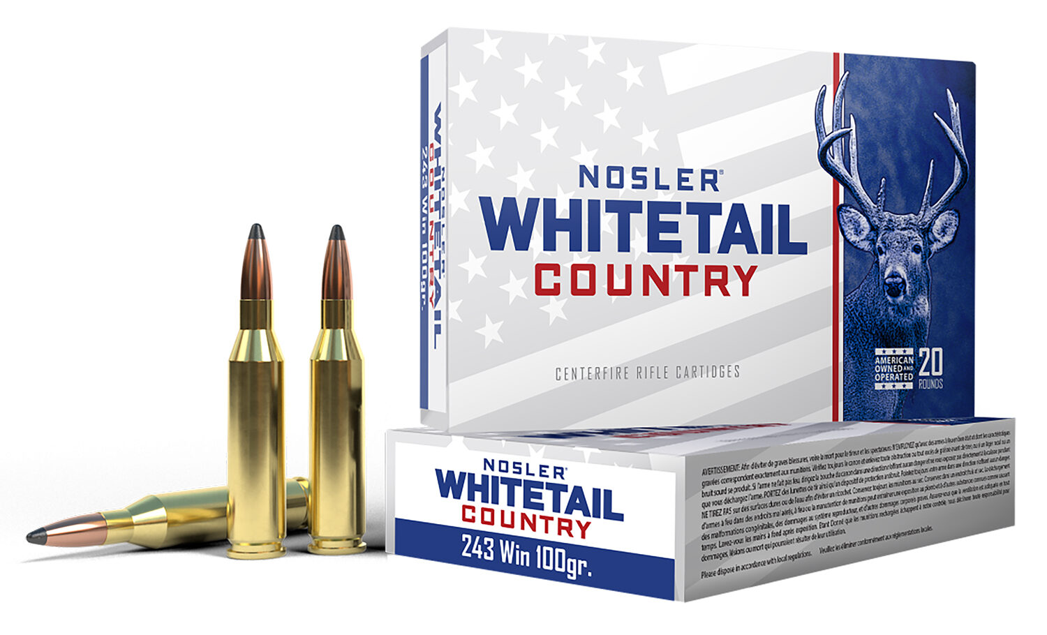 Nosler 40122 Whitetail Country 243Win 100gr 20 Per Box/10 Case