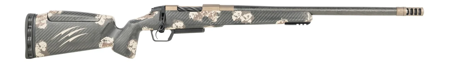 Fierce Firearms CT Rival XP 2.0 7mm BC 18" Carbon Fiber Threaded Barrel, Smoked Bronze Cerakote Titanium Drilled & Tapped Receiver, Integral Rail Forend, Desert Shadow Camo Adj Comb Carbon Fiber Stoc